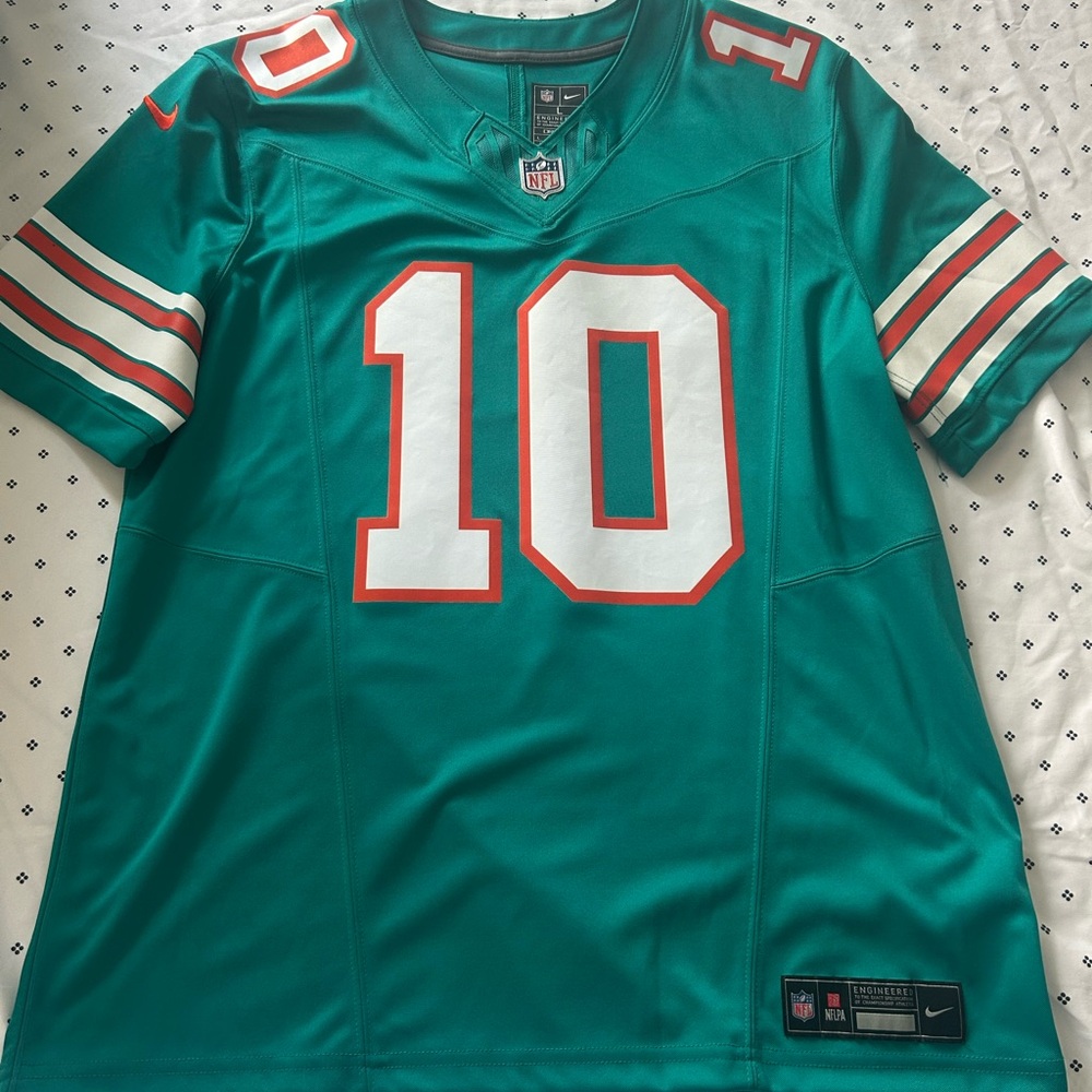 Nike Teal Miami Dolphins #10 Football Jersey with White and Orange Accents